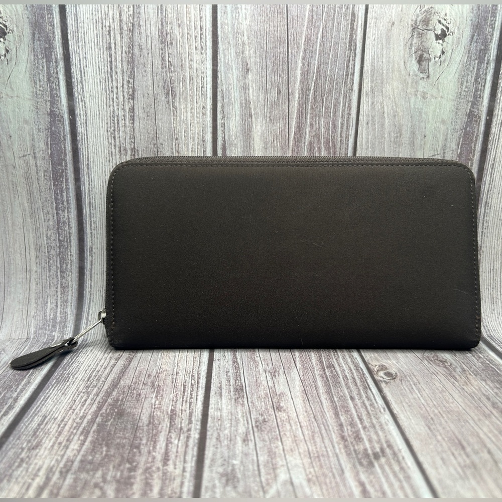PRADA Tessuto Nylon & Saffiano Leather Zip Long Wallet Chocolate Brown - Picture 3 of 14